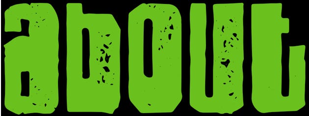 The word 'About' in bright green letters.