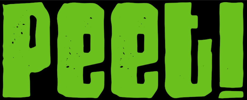 The name 'Peet' in large bright green letters.